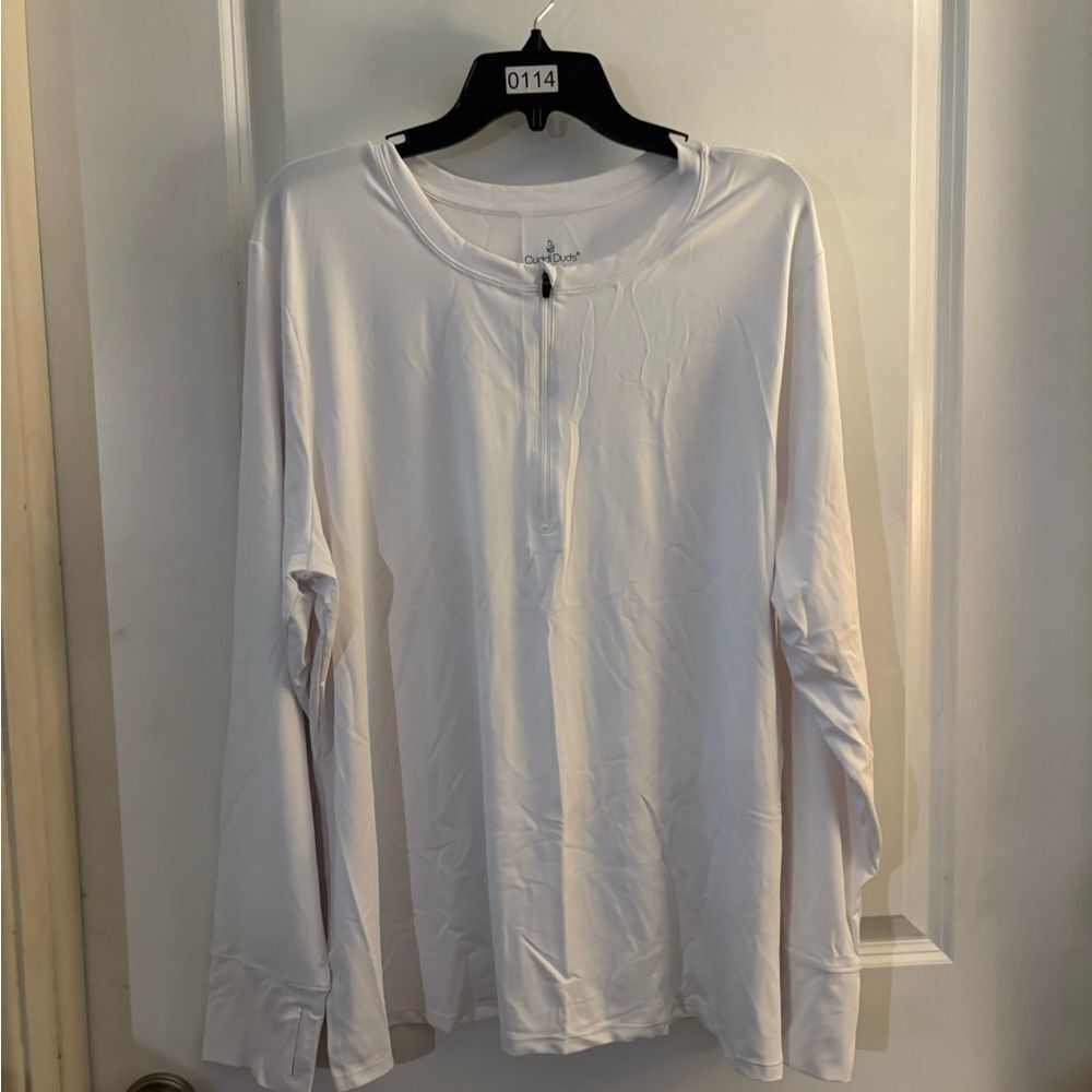 Cuddl Duds Sunwear Half Zip Henley White Long Sleeve Shirt Sz 2X